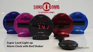 Sonic Bomb alarm clock with bed shaker unit on nightstand